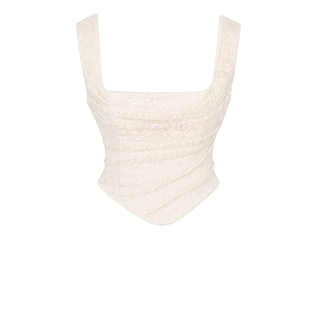 Freya Fabric Ivory Lace Corset Crop Top Maxi Skirt Set