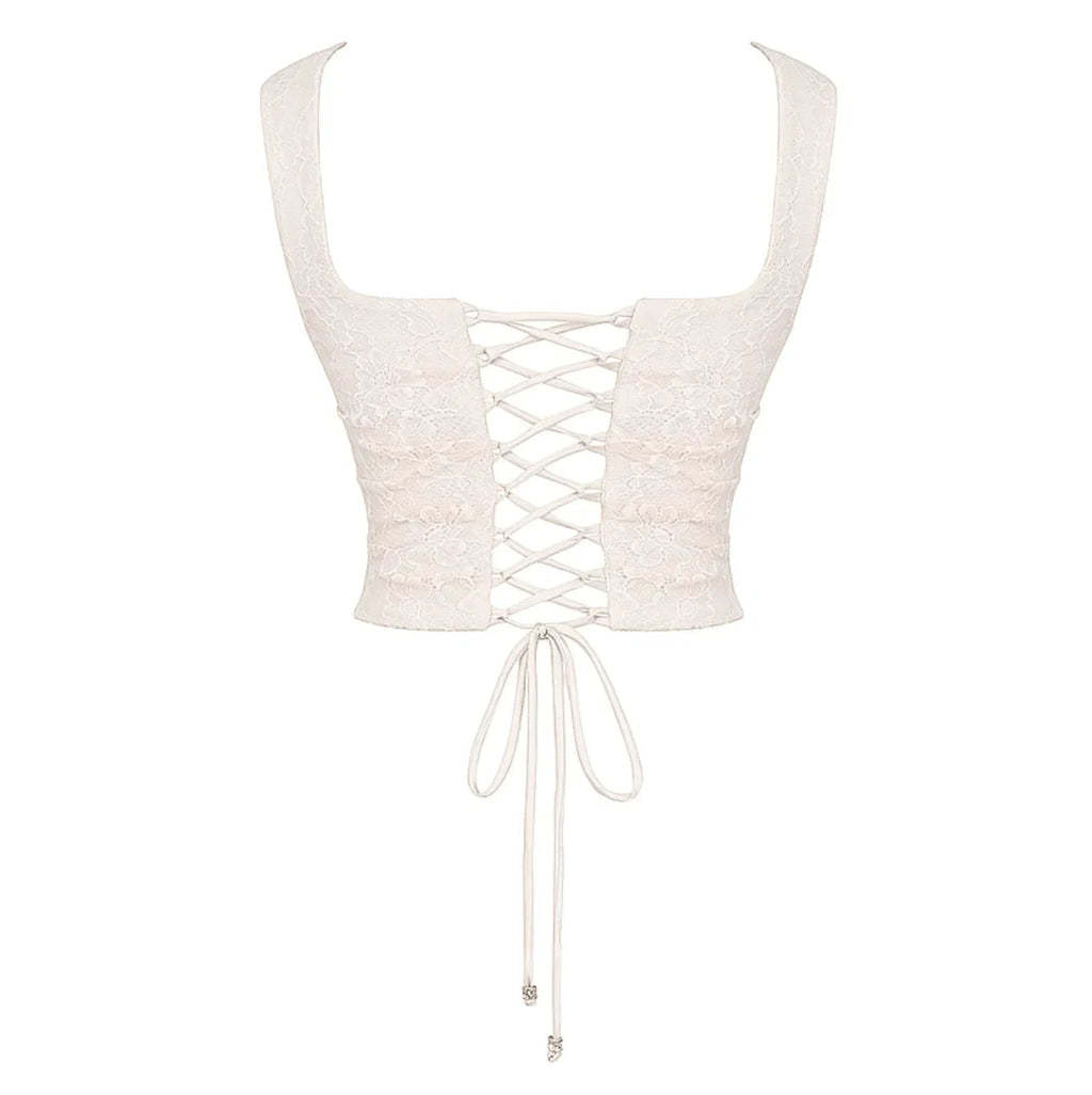 Freya Fabric Ivory Lace Corset Crop Top Maxi Skirt Set