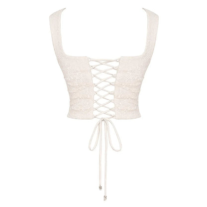 Ivory Lace Corset Crop Top Maxi Skirt Set
