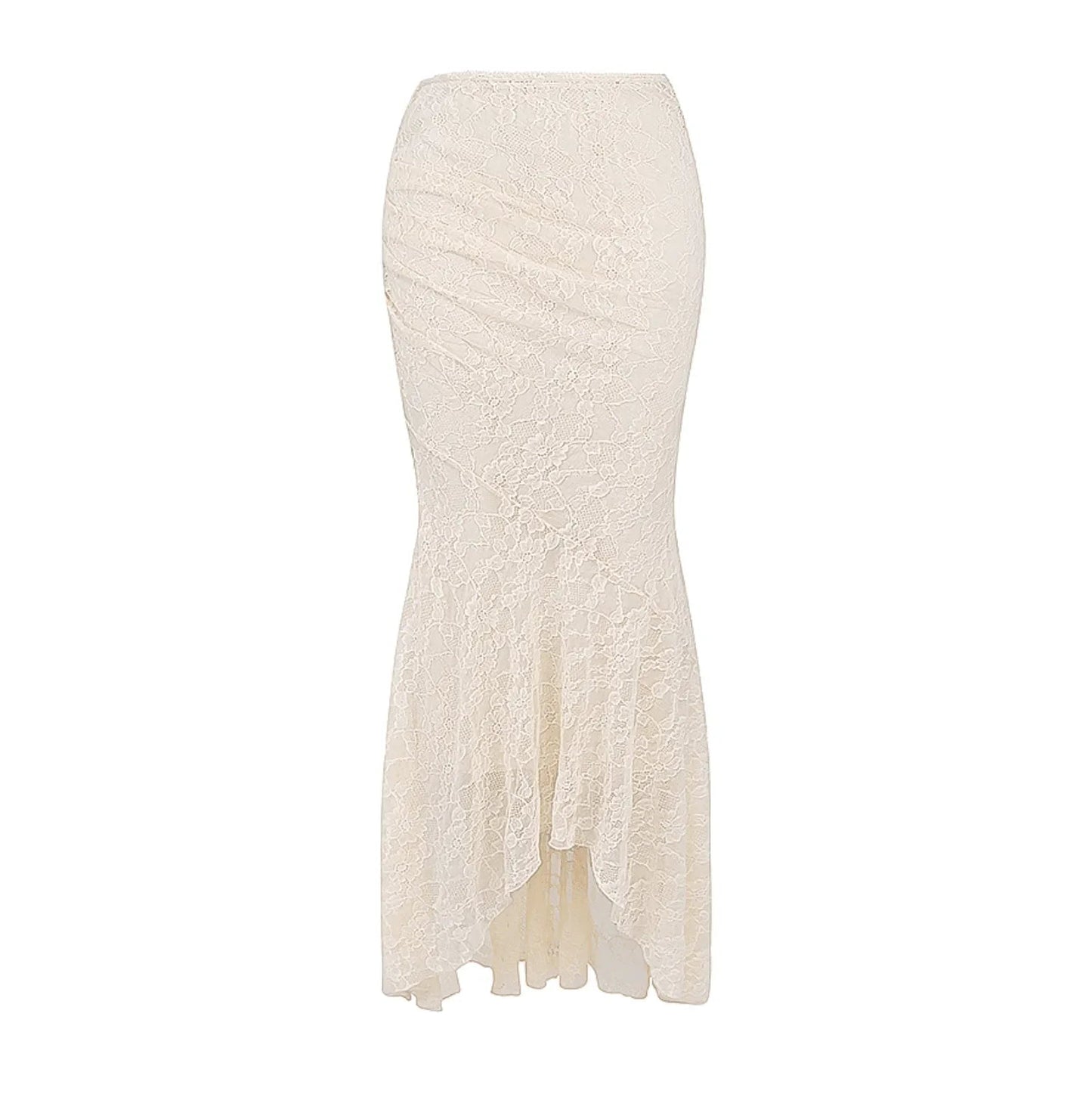 Ivory Lace Corset Crop Top Maxi Skirt Set