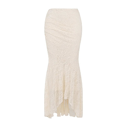 Ivory Lace Corset Crop Top Maxi Skirt Set