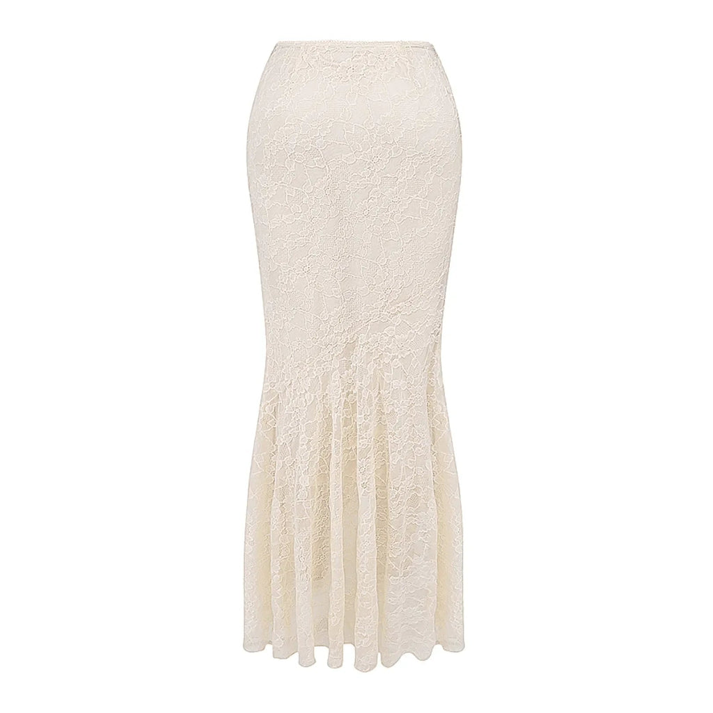 Freya Fabric Ivory Lace Corset Crop Top Maxi Skirt Set