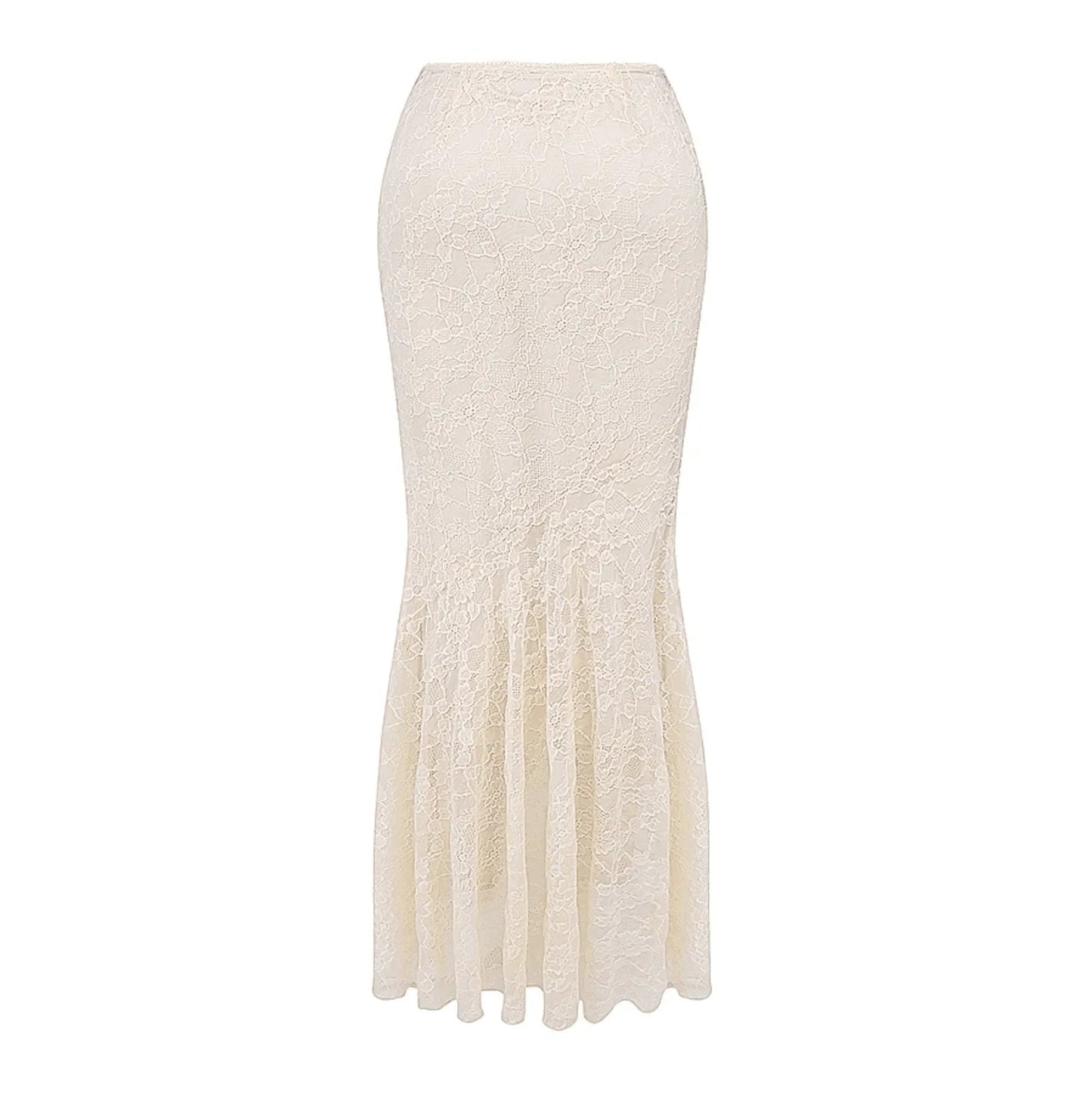 Ivory Lace Corset Crop Top Maxi Skirt Set