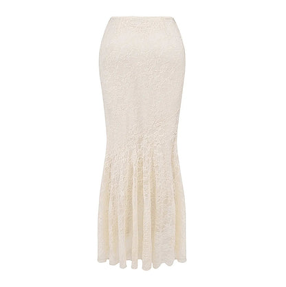 Ivory Lace Corset Crop Top Maxi Skirt Set
